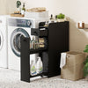 Narrow Bathroom Storage Cabinet with Slide-Out Drawer-Black