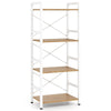 Narrow Bookshelf 4-Tier Freestanding Bookcase with Heavy-duty Metal Frame-Natural
