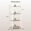 Narrow Bookshelf 4-Tier Freestanding Bookcase with Heavy-duty Metal Frame-Natural