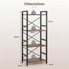 Narrow Bookshelf 4-Tier Freestanding Bookcase with Heavy-duty Metal Frame-RusticBrown