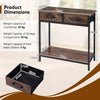 Narrow Console Table w/2 Fabric Drawers Open Compartment and Anti-Tipping Device-Rustic Brown