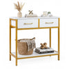 Narrow Console Table w/2 Fabric Drawers Open Compartment and Anti-Tipping Device-White