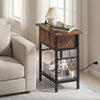Narrow End Table Skinny Sofa Side Table for Small Space-Rustic Brown