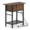 Narrow End Table Skinny Sofa Side Table for Small Space-Rustic Brown