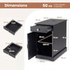 Narrow Nightstand Set of 2 with Charging Station and Drawer for Living Room Bedroom-Black