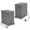 Narrow Nightstand Set of 2 with Charging Station and Drawer for Living Room Bedroom-Grey