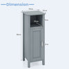 Freestanding Narrow Bathroom Storage Organizer Rack Stand with Door and Adjustable Shelf-Grey