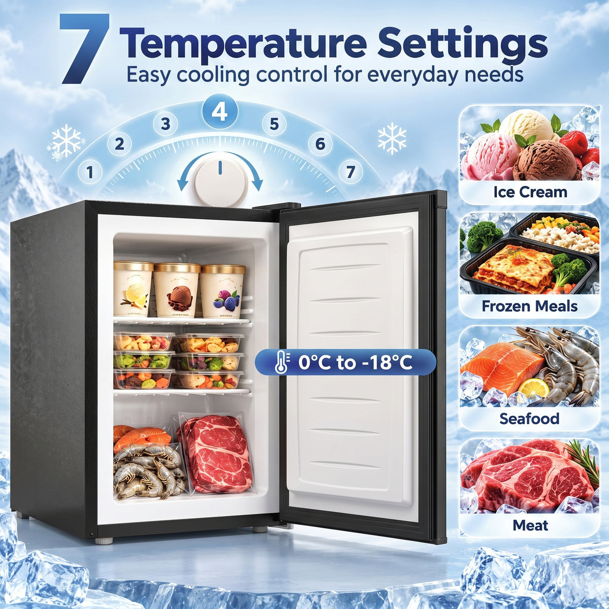 HOMCOM 60L Tabletop Mini Freezer in Black