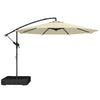 Outsunny 3 m Garden Cantilever Parasol with Cross Base, Sandbag, 360Â° Rotating Overhanging Banana Umbrella, Beige