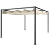Outsunny 3x2m Metal Pergola with Retractable Roof, Garden Gazebo Canopy Shelter for Outdoor, Patio, Cream White
