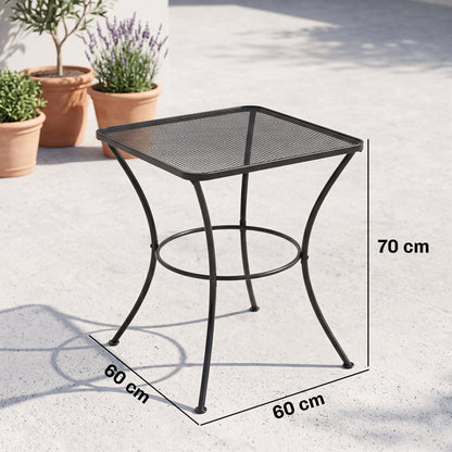 Outsunny 60cm Square Garden Table, Outdoor Metal Bistro Side Desk with Mesh Top, Black
