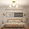 HOMCOM LED Ceiling Light with Globe Shades, Modern 3-Light Ceiling Light with G9 Sockets for Living Room, Bedroom, Dining Room, Bulbs Not Included, Gold Tone