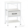 Nightstand Bedside Table with Charging Station and Drawer-White