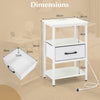 Nightstand Bedside Table with Charging Station and Drawer-White