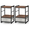 Nightstand Bedside Table with Fabric Drawer Open Wood Shelf-2 Pack