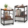 Nightstand Bedside Table with Fabric Drawer Open Wood Shelf-2 Pack