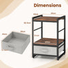 Nightstand Bedside Table with Fabric Drawer Open Wood Shelf-2 Pack