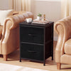 Nightstand Set of 2 End Table with Fabric Drawers for Bedroom-Black