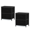 Nightstand Set of 2 End Table with Fabric Drawers for Bedroom-Black