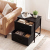 Nightstand Set of 2 End Table with Fabric Drawers for Bedroom-Black