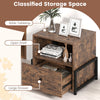 Nightstand with Charging Station 3-Tier Bedside Table with Drawer Set of 2-Brown