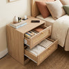 Nightstand with Charging Station and Open Storage for Bedroom-Oak