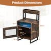 Nightstand with LED Lights Modern End Table with Top Tray-Rustic Brown