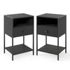 Nightstand with Open Compartment and Storage Shelf Set of 2-Black