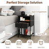 Nightstand with Open Compartment and Storage Shelf Set of 2-Black
