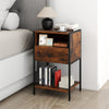 Nightstand with Open Compartment and Storage Shelf Set of 2-Rusticbrown