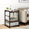 Nightstand Bedside Table with Fabric Drawer Open Wood Shelf-Rustic Brown