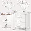Nightstand with 3 Drawer for Bedroom Compact Storage Chest-White