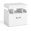 Nightstand with Charging Station with Drawer and Sliding Top Storage-White