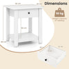 Nightstand with Drawer 3-Tier Modern Bedside Table with Open Shelf-White