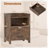 Nightstand with LED Lights and Power Outlets for Living Room-Rustic Brown