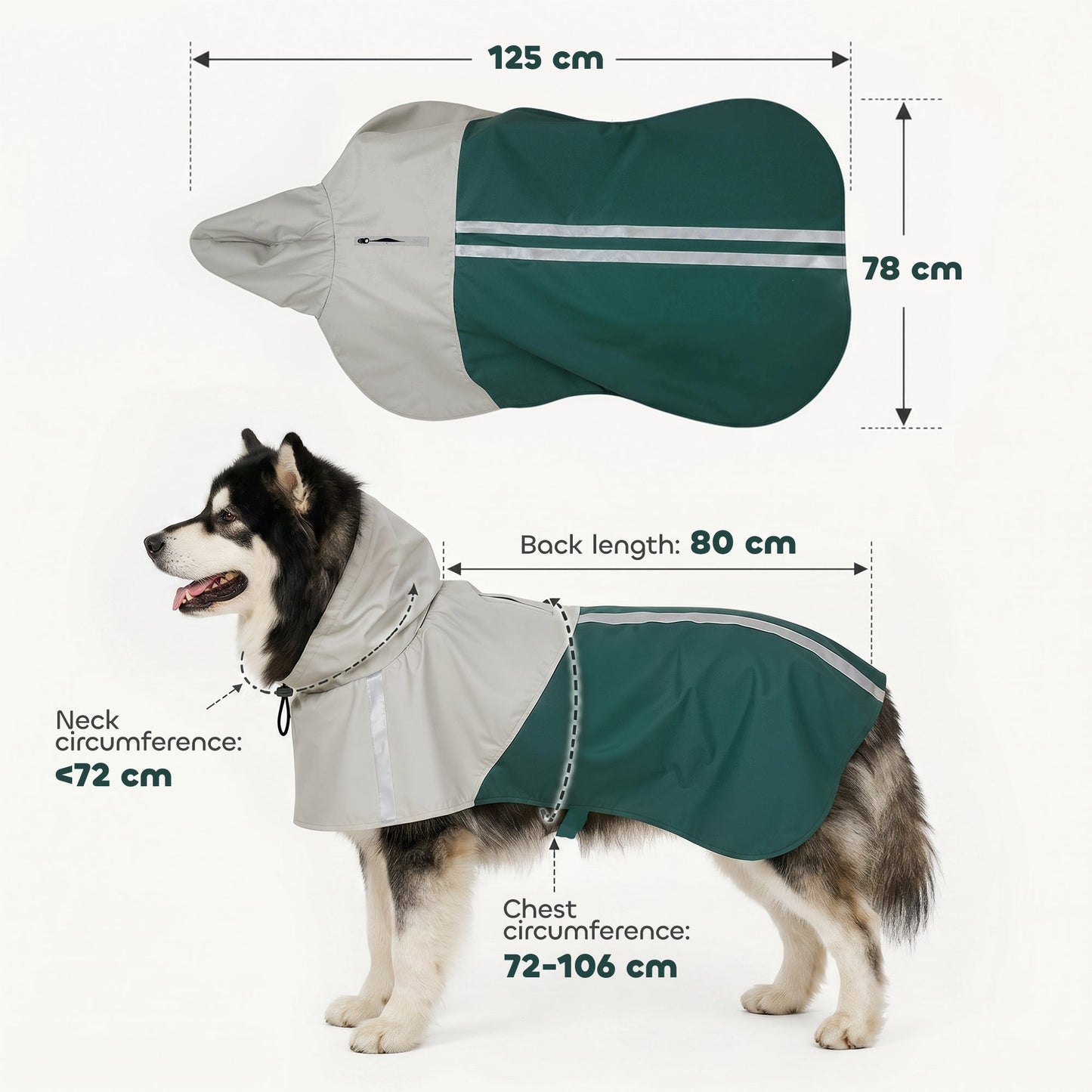 PawHut Dog Raincoat with Hood, Waterproof & Breathable Rain Jacket with Leash Hole, for Extra Large Dogs, Green, XL