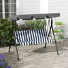 Outsunny 3 Seater Garden Swing Chair, Outdoor Swing Chair with Adjustable Canopy, Mental Frame & Cushions, Grey