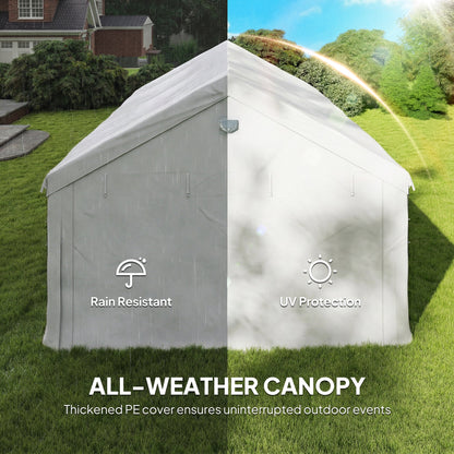 خيمة حفلات من Outsunny بمقاس 6 × 4 متر، مظلة شمسية شديدة التحمل مع نوافذ، خيمة حفلات وزفاف خارجية بـ 4 جدران جانبية قابلة للإزالة