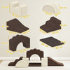 AIYAPLAY 7 Piece Kids Soft Play Set with Detachable Cover, Baby Indoor Climb and Crawl Foam Toy for Toddlers, Preschoolers, Brown