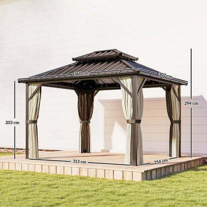Outsunny Hardtop Gazebo Canopy in Brown