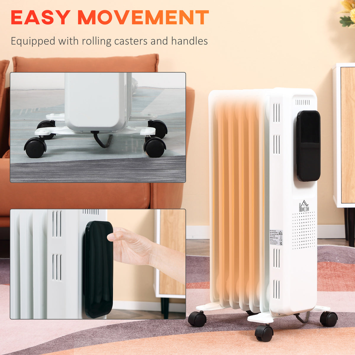 HOMCOM 1500W Oil Filled Radiator in White