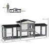 PawHut 2-Tier Large Rabbit Hutch Outdoor with Double Side Run Boxes, No-leak Plastic Tray, Ramp, 230 x 53 x 93.5cm, Light Grey