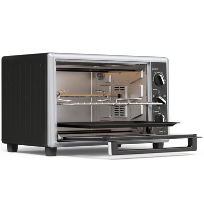 HOMCOM 36L Mini Oven with Convection, Electric Countertop Cooker with Rotisserie, 90-230°C Adjustable Temperature, 1500 W