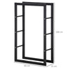 HOMCOM Metal Firewood Log Holder Tall Firewood Rack Indoor Outdoor Fireplace Wood Storage Shelf with Side Rails, Rust-Resistant, Black, 60W x 25D x 100H cm