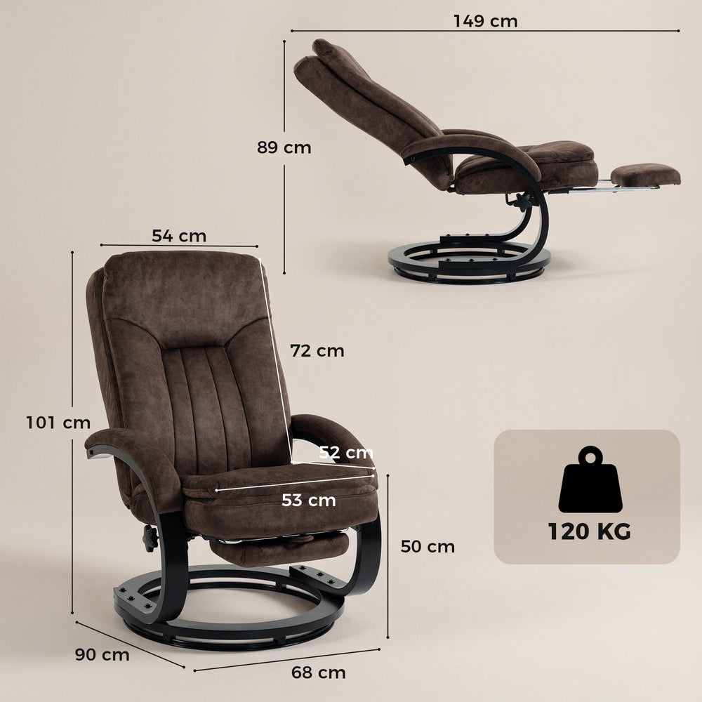 HOMCOM Swivel Recliner Chair in Dark Brown