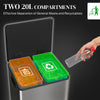 HOMCOM 40L Dual Compartment Stainless Steel Bin, with Deodoriser Holders - Silver Tone