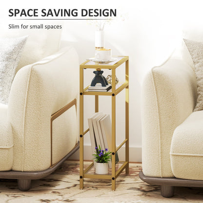 HOMCOM 3-Tier Side Table in Gold Tone