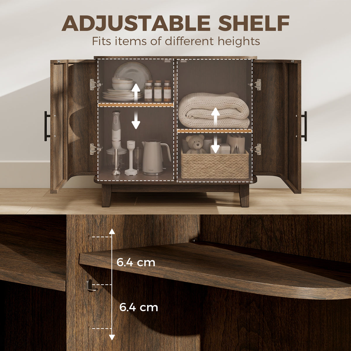 HOMCOM Sideboard Buffet Cabinet in Dark Walnut