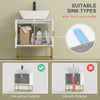 kleankin Bathroom Mirror Cabinet Under Sink Storage Cabinet Basin Cupboard with 2 Doors and Gold Steel Legs