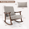 Nursery Rocking Accent Chair Rocker Armchair with Rubber Wood Armrests-Brown